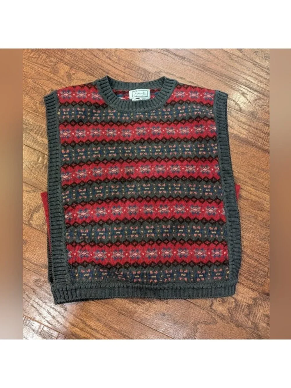 Vintage Wool multi color Patterned women's Sweater vest, size S